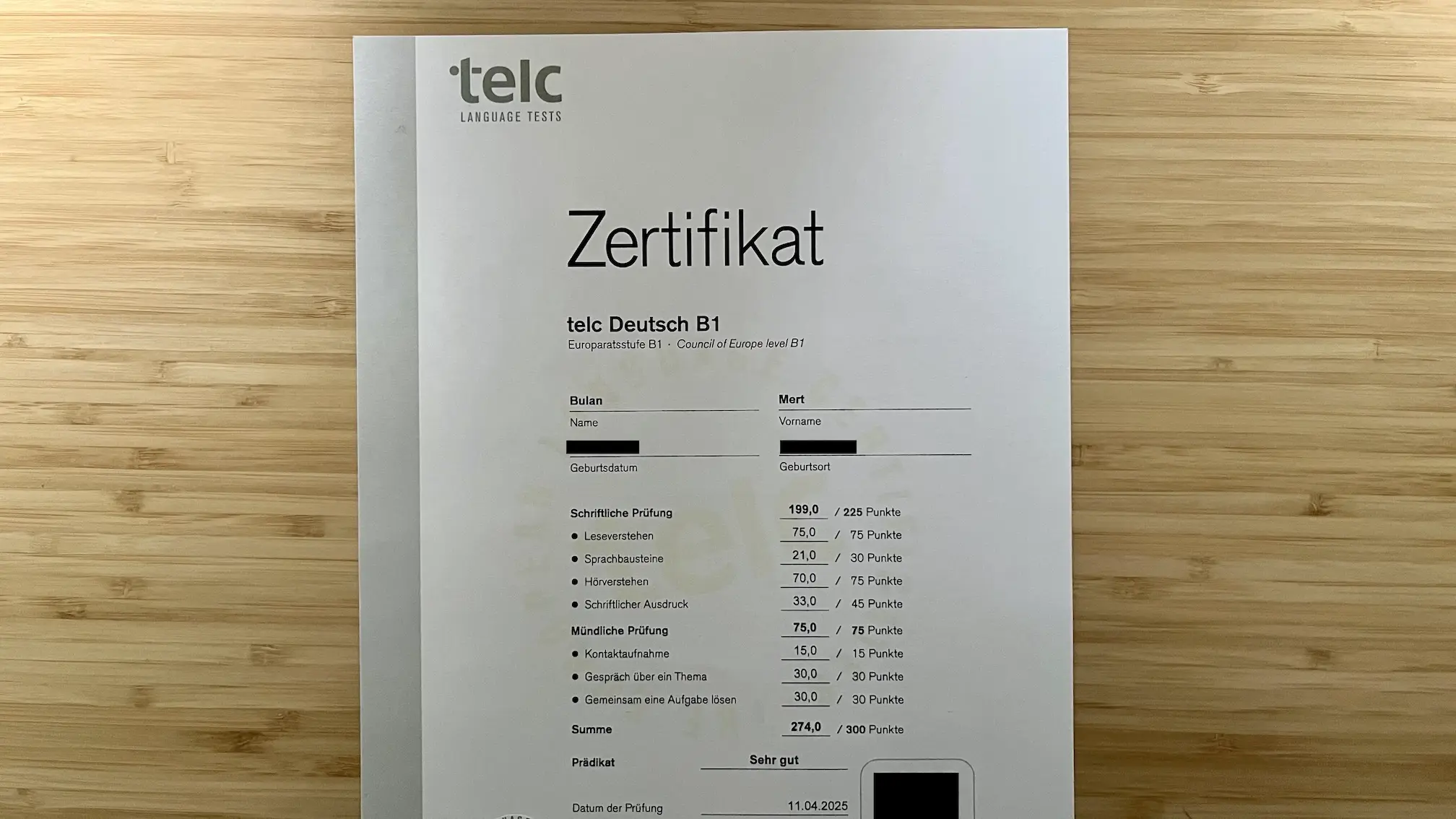 My story of passing the telc B1 German exam